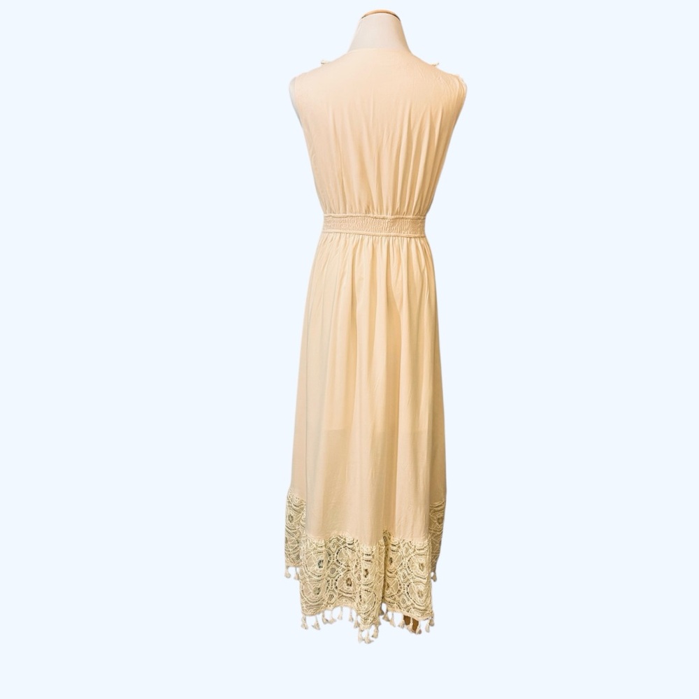 NWT Cupshe Boho Lace Trim Asymmetrical High-Low Sundress V-Neck - Picture 7 of 12